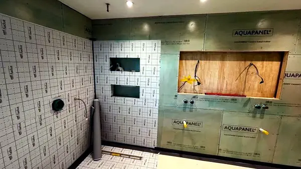 Waterproof boarding before tiling